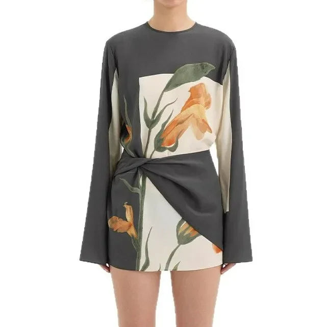 Rizile | Robe mini en crêpe de soie à imprimé floral