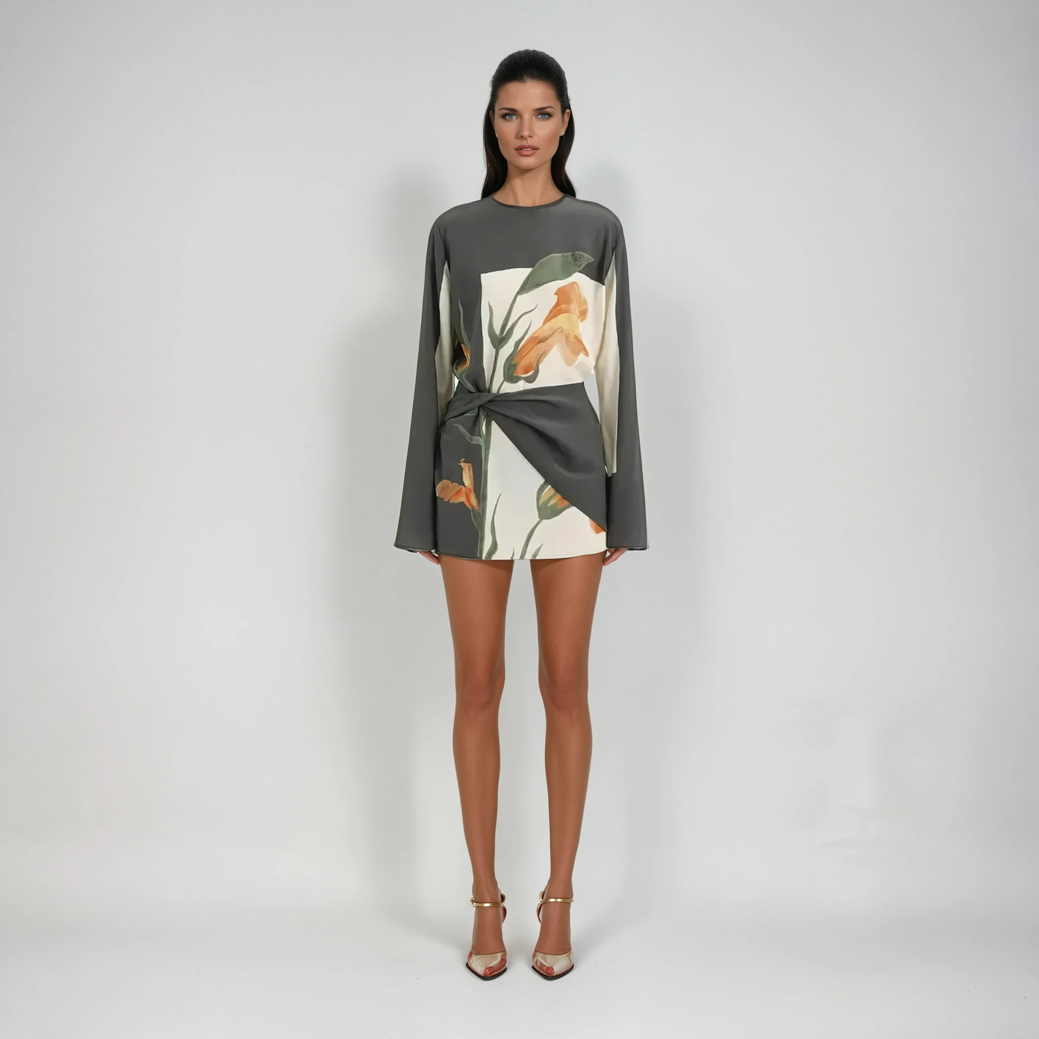 Rizile | Robe mini en crêpe de soie à imprimé floral