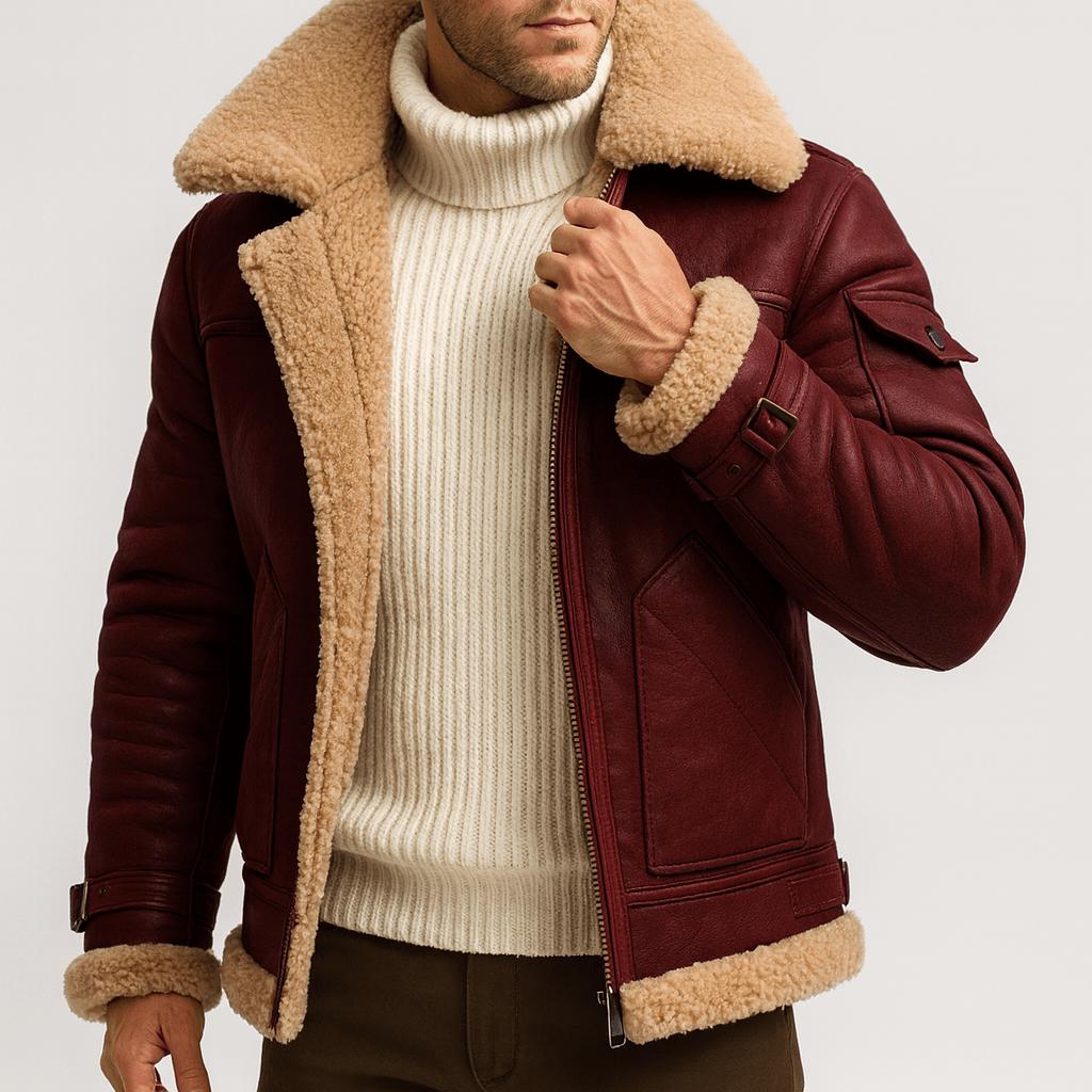 Rizile | Veste en cuir camel avec poches