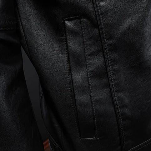 Veste en cuir élégante – coupe slim pour homme avec revers crantés