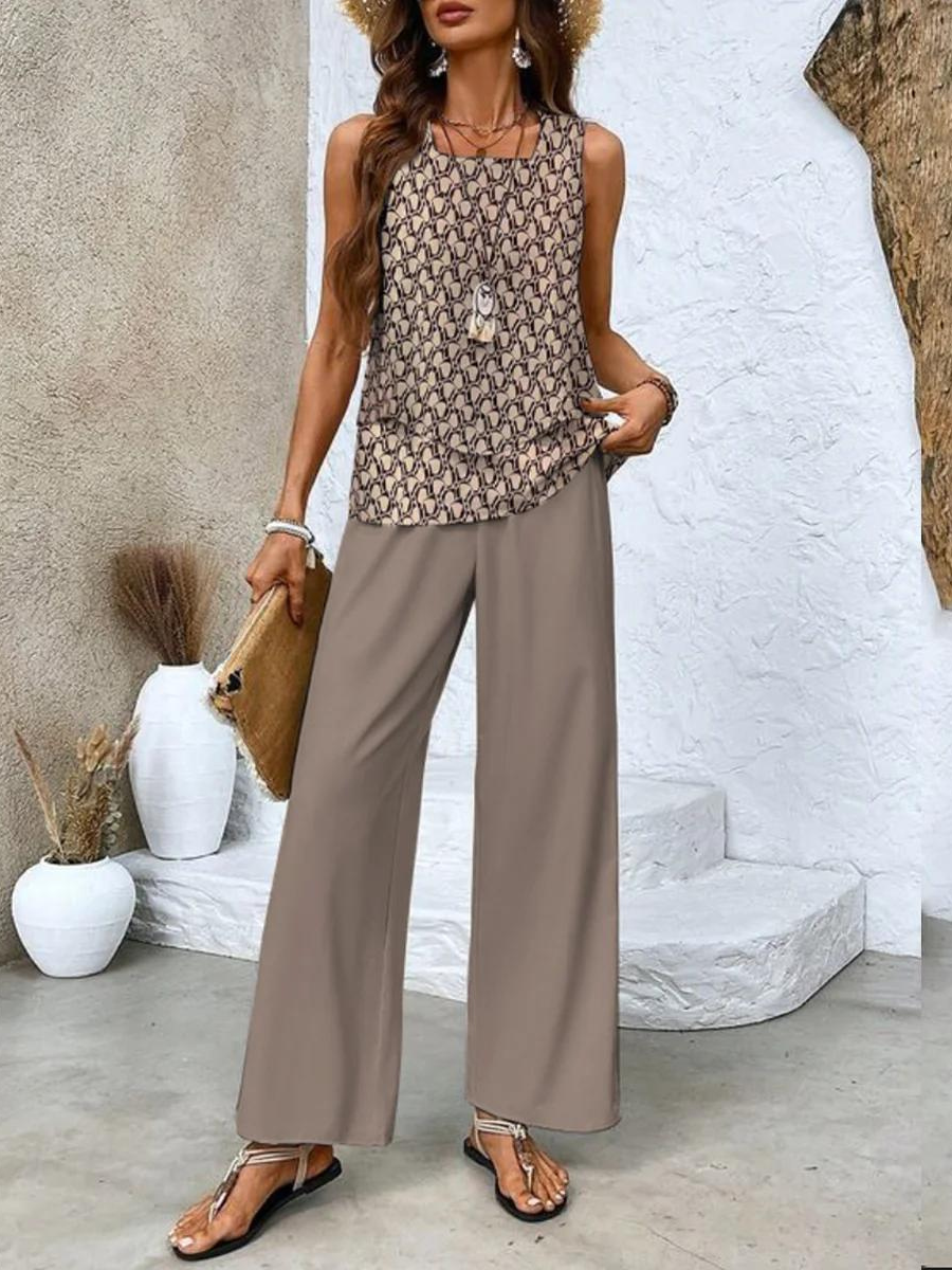 Alejandra | Conjunto de dos piezas de mujer para verano - Marrón