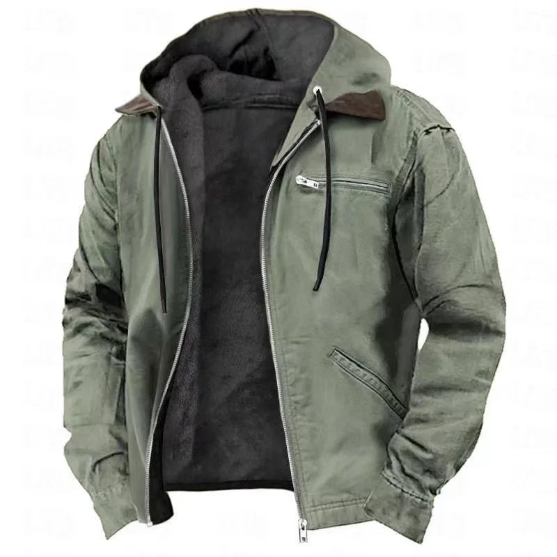 Álex | Chaqueta de hombre con capucha y forro polar - Verde