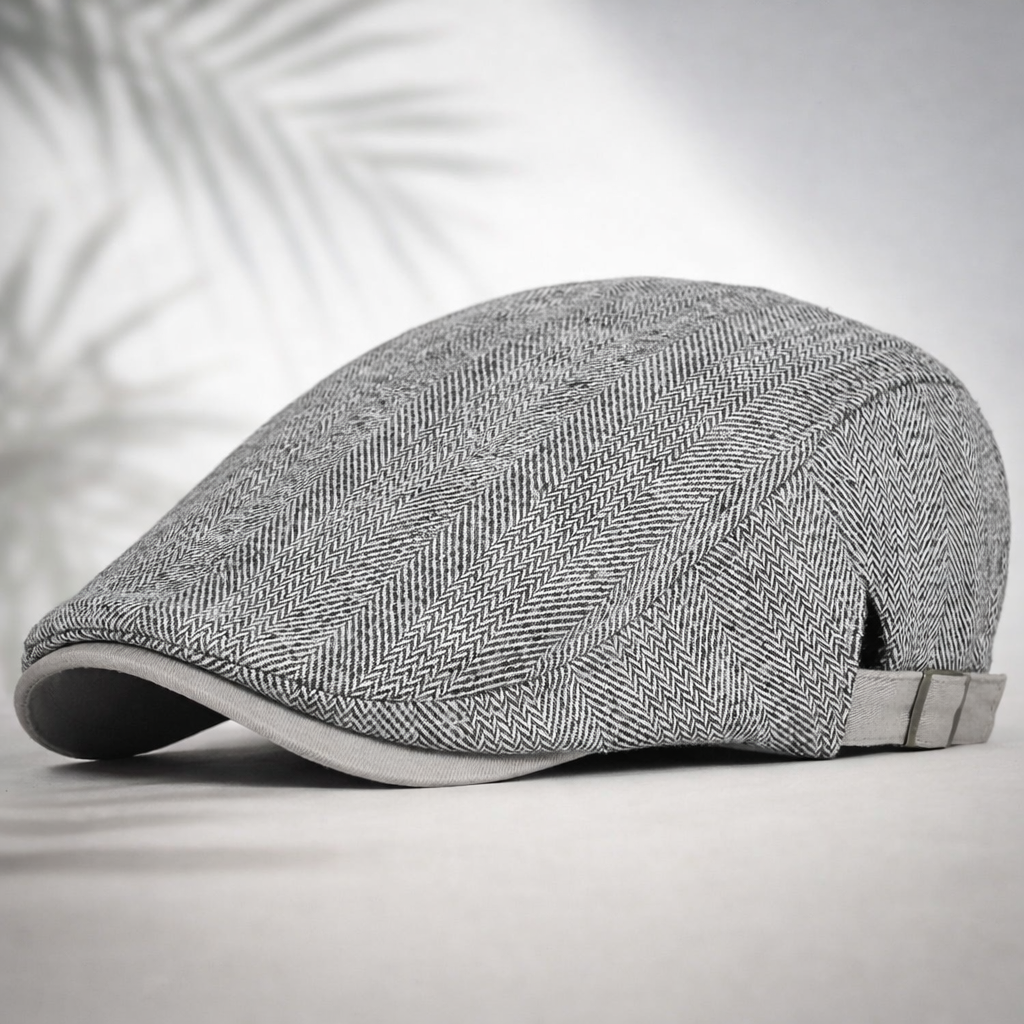 Alfredo | Gorra plana de hombre de espiga - Gris