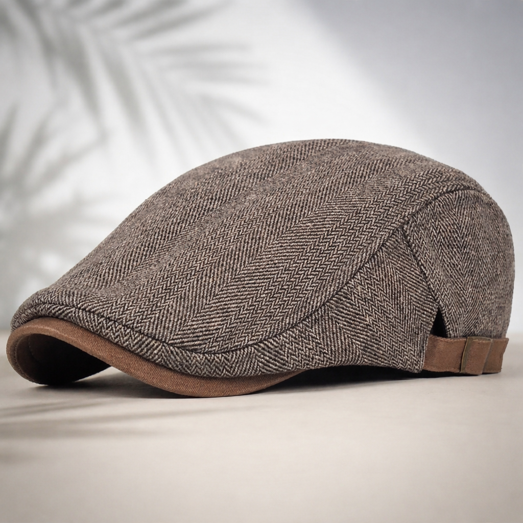 Alfredo | Gorra plana de hombre de espiga - Marrón