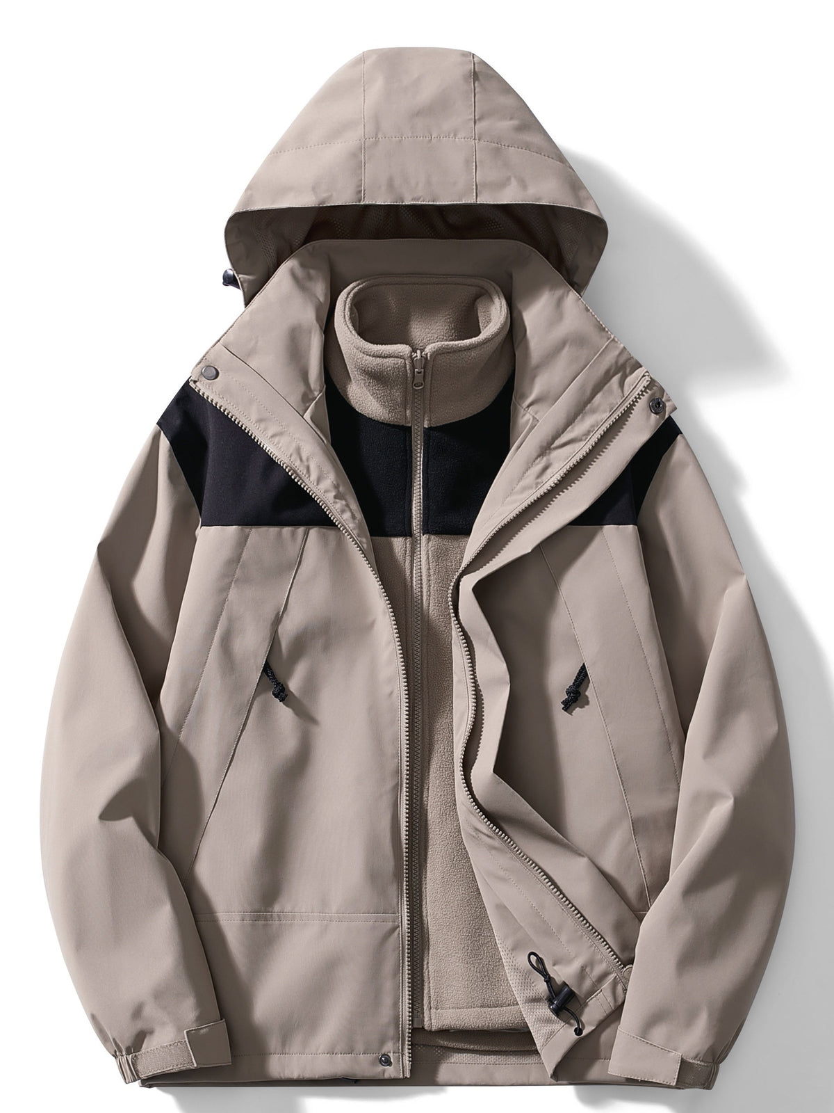 Amaya | Chaqueta 3 en 1 de mujer con capucha y forro polar - Caqui