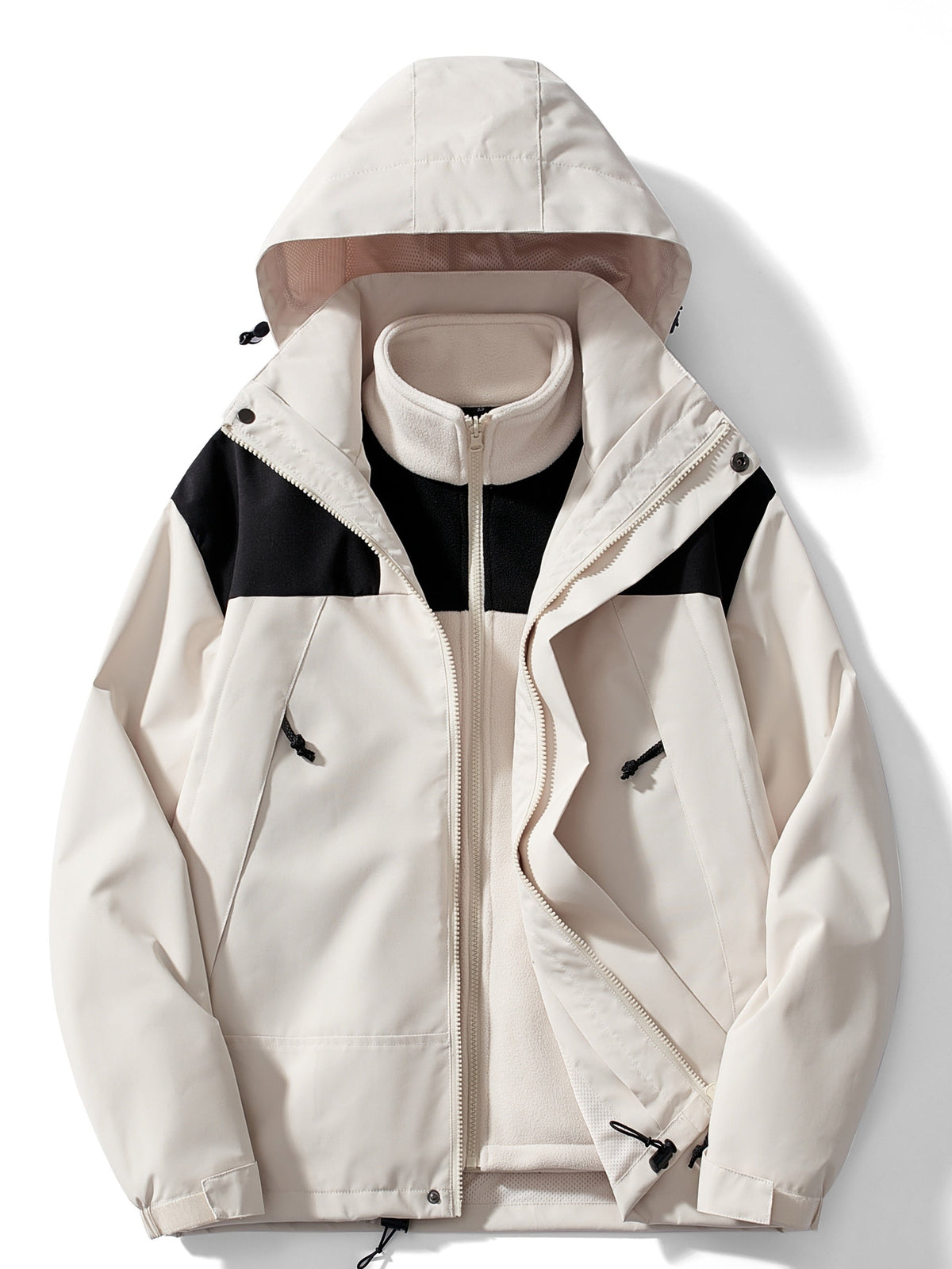 Amaya | Chaqueta 3 en 1 de mujer con capucha y forro polar - Marfil