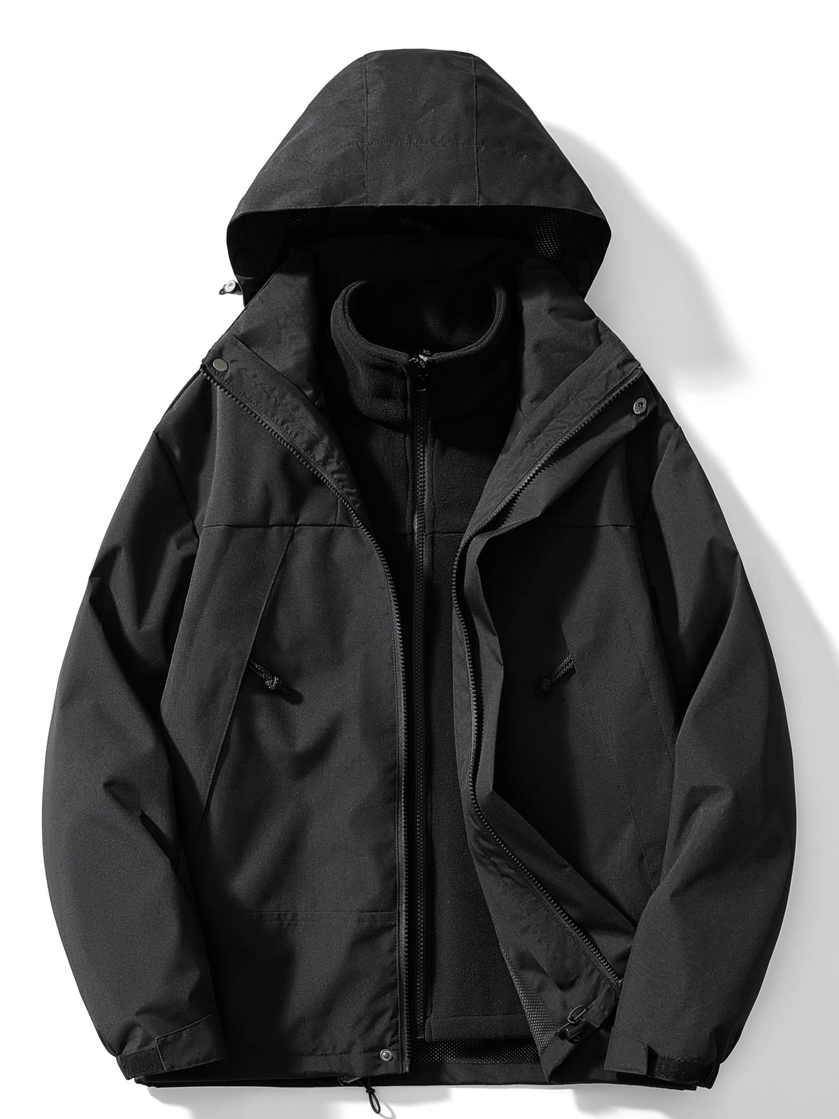 Amaya | Chaqueta 3 en 1 de mujer con capucha y forro polar - Negro