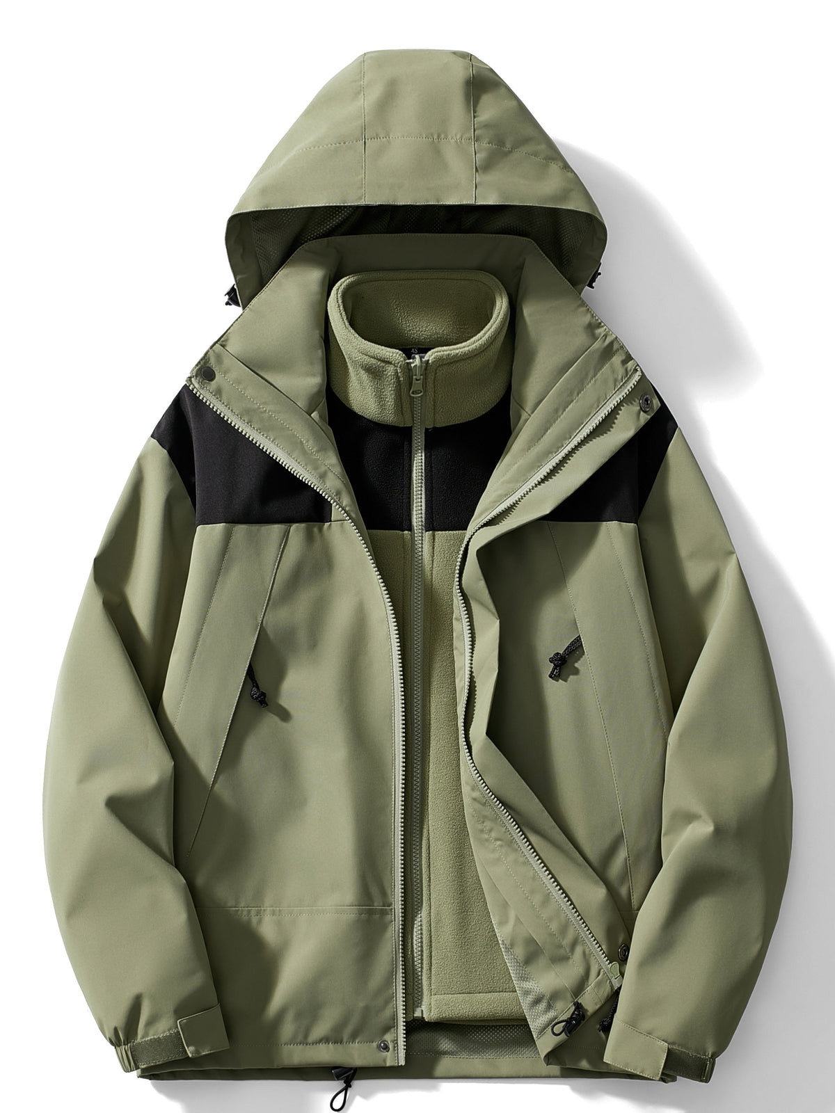 Amaya | Chaqueta 3 en 1 de mujer con capucha y forro polar - Verde