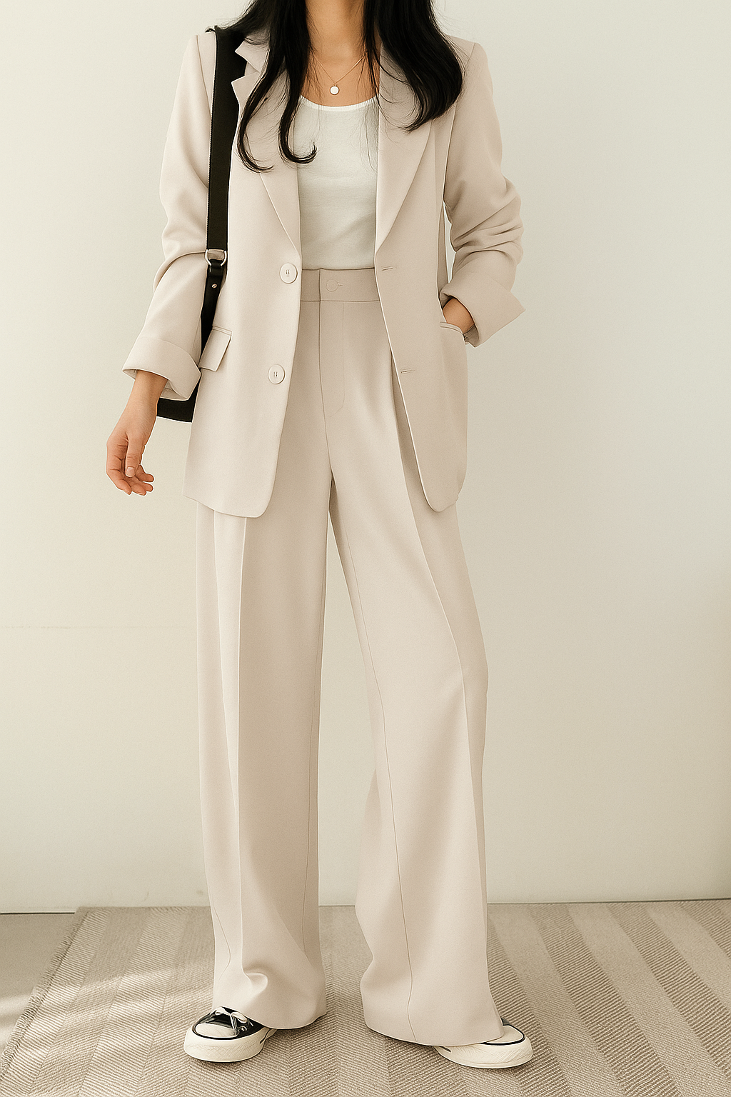 Andrea | Traje de dos piezas de mujer, blazer y pantalón - Blanco