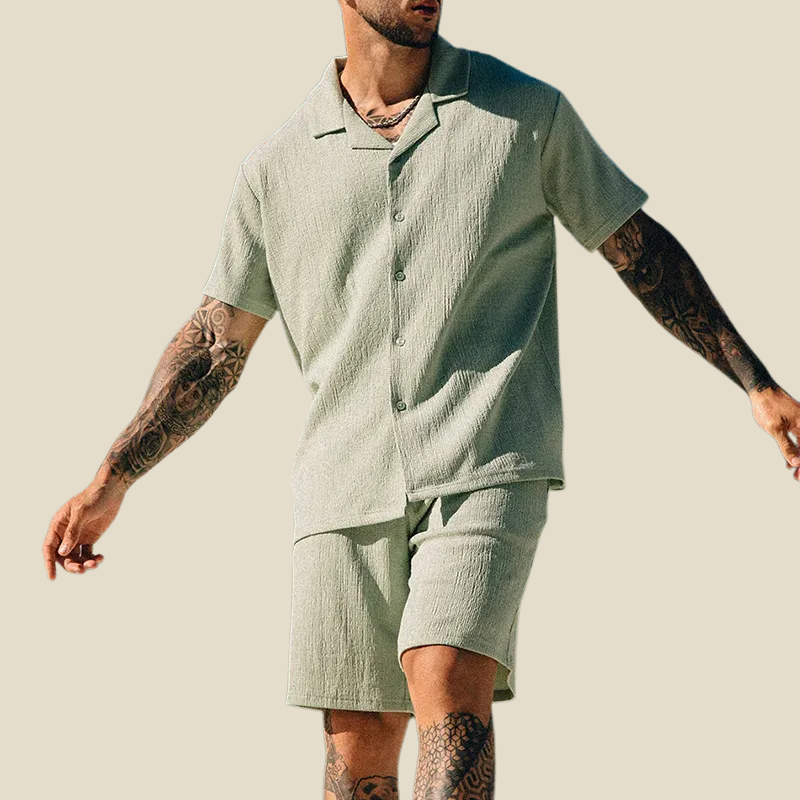 Andrés | Conjunto de hombre de manga corta con short - Verde
