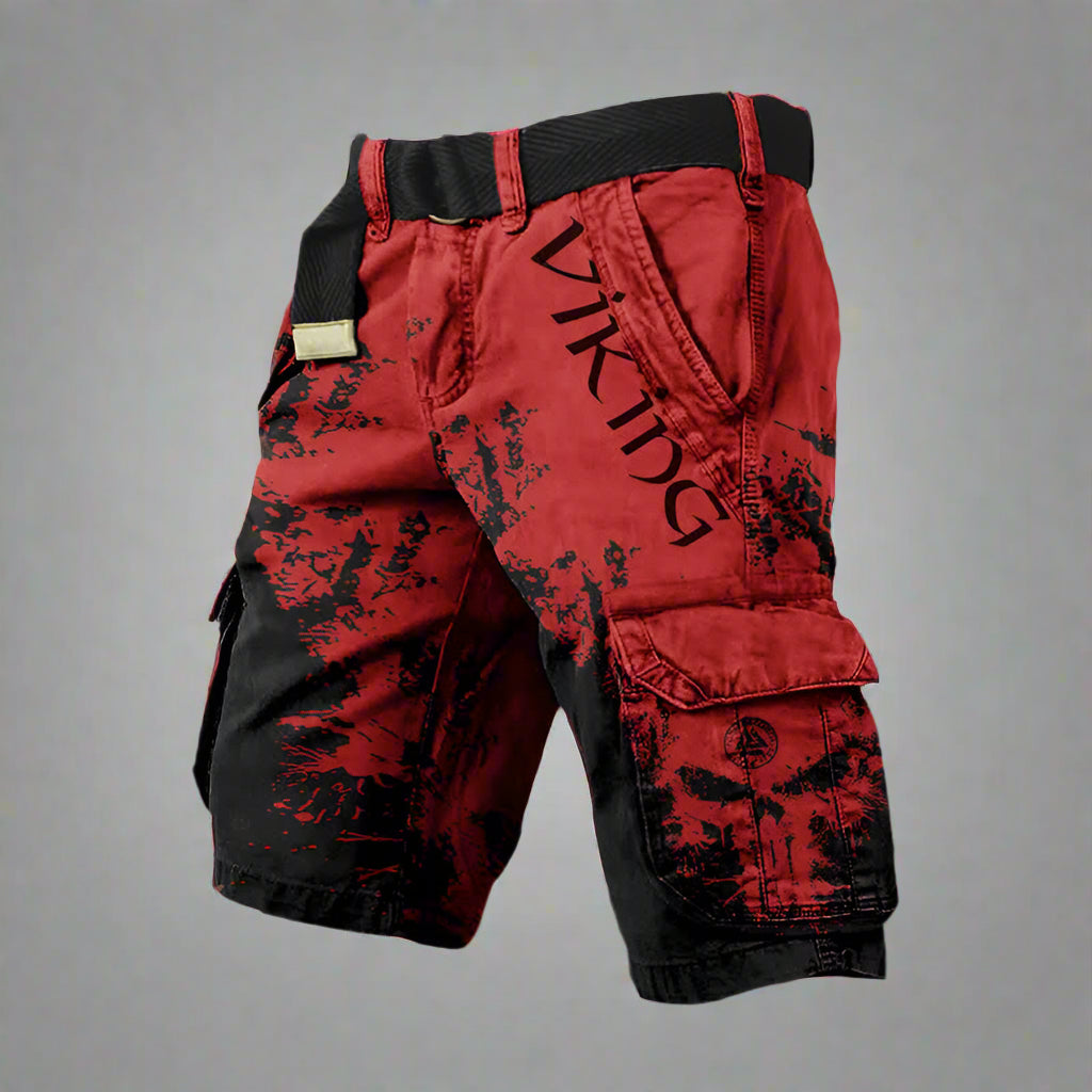 Andrés | Pantalón corto cargo de hombre estampado - Rojo oscuro