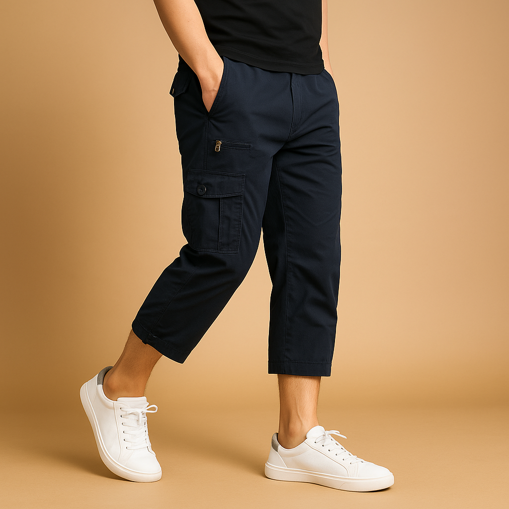 Antonio | Pantalón corto cargo de algodón para hombre - Azul marino