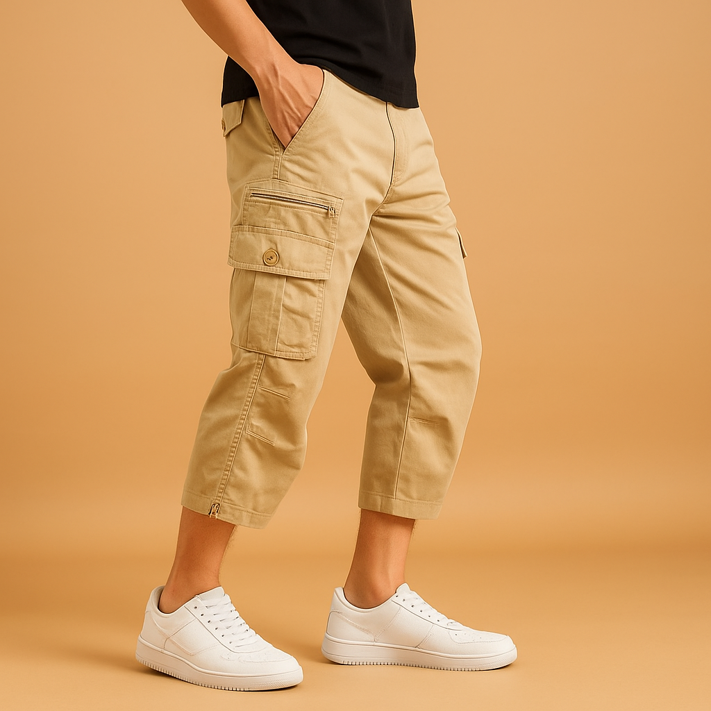 Antonio | Pantalón corto cargo de algodón para hombre - Caqui