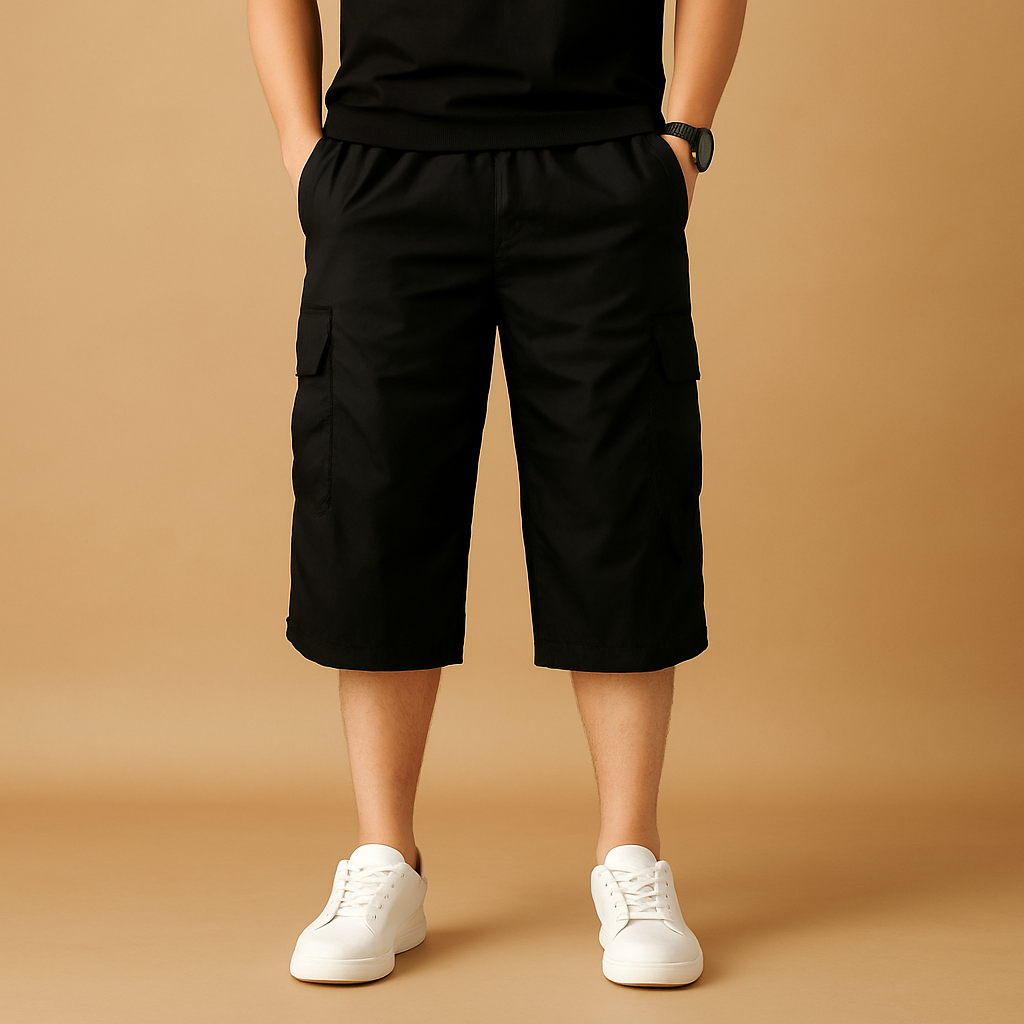 Antonio | Pantalón corto cargo de algodón para hombre - Negro