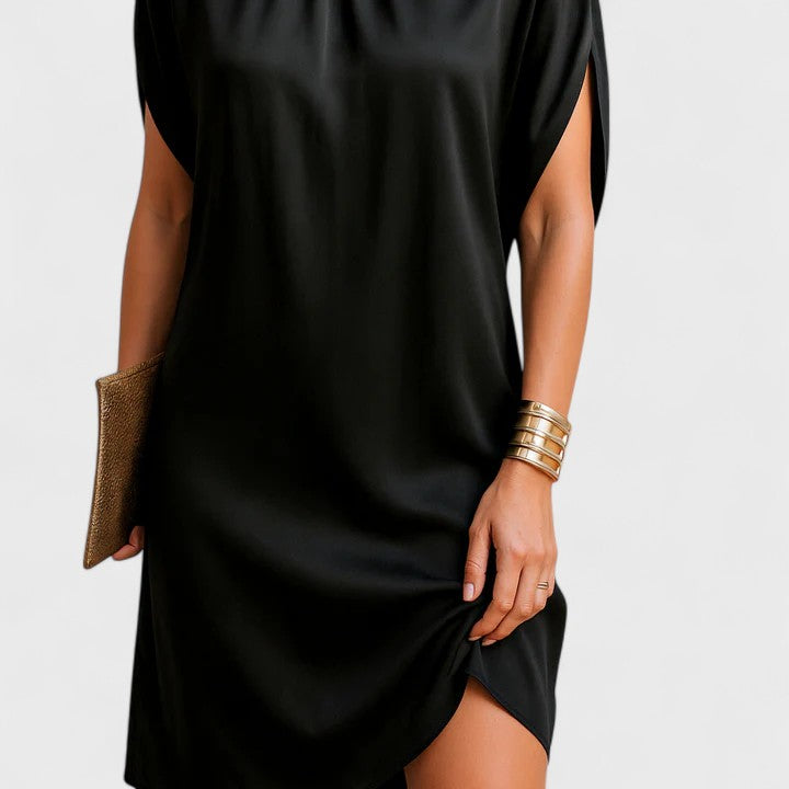 Aurora | Vestido satinado de cuello alto - foto 3