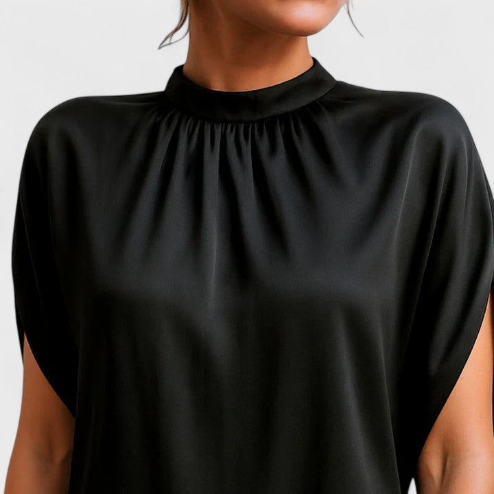 Aurora | Vestido satinado de cuello alto - foto 4