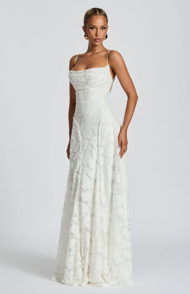 Beatriz | Vestido largo de encaje con tirantes - Blanco