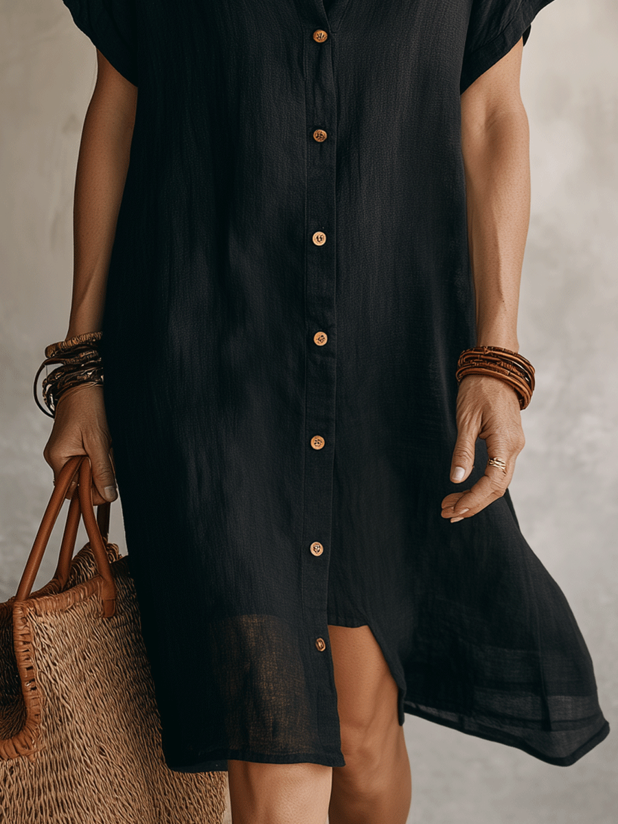 Candela | Vestido camisero de lino midi - view 8