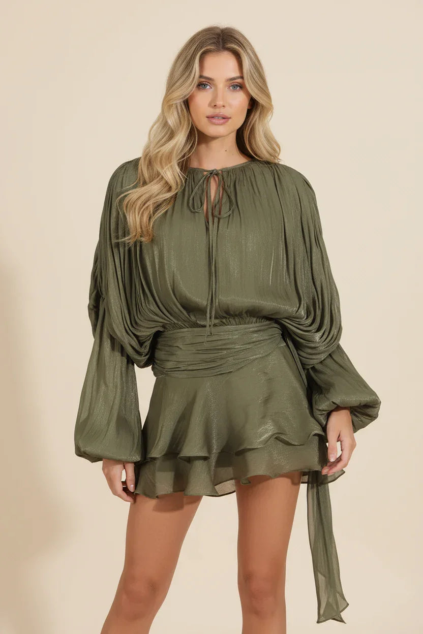 Carla | Vestido corto de mujer con mangas abullonadas - view 17