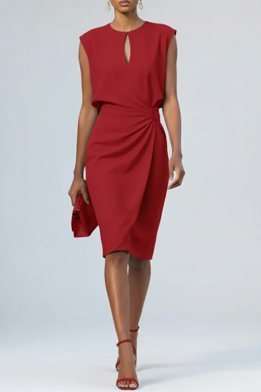 Cristina | Vestido midi de cóctel de mujer - Rojo