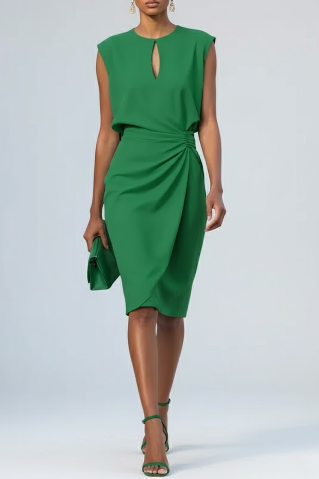 Cristina | Vestido midi de cóctel de mujer - Verde