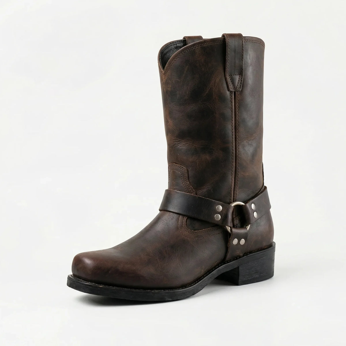 Darío | Botas cowboy de hombre de cuero - Marrón roble