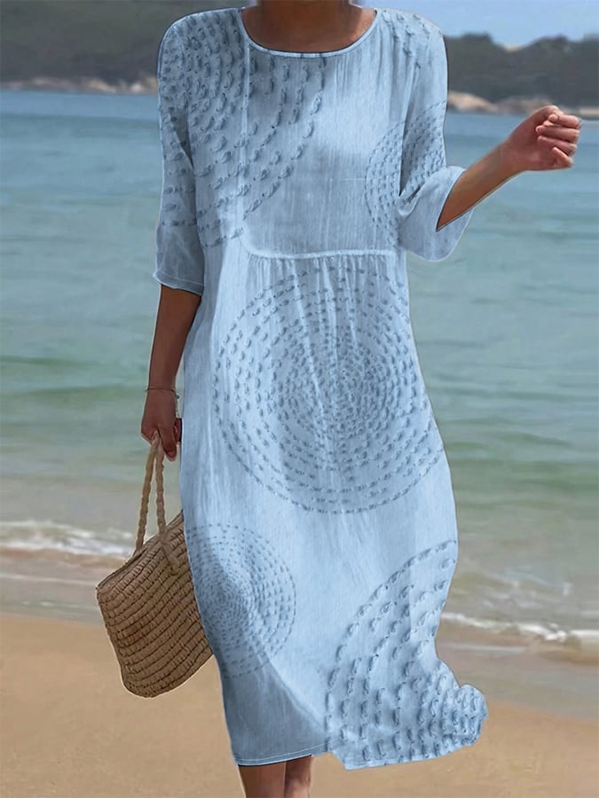 Emma | Vestido midi de mujer de mezcla de algodón - Azul claro