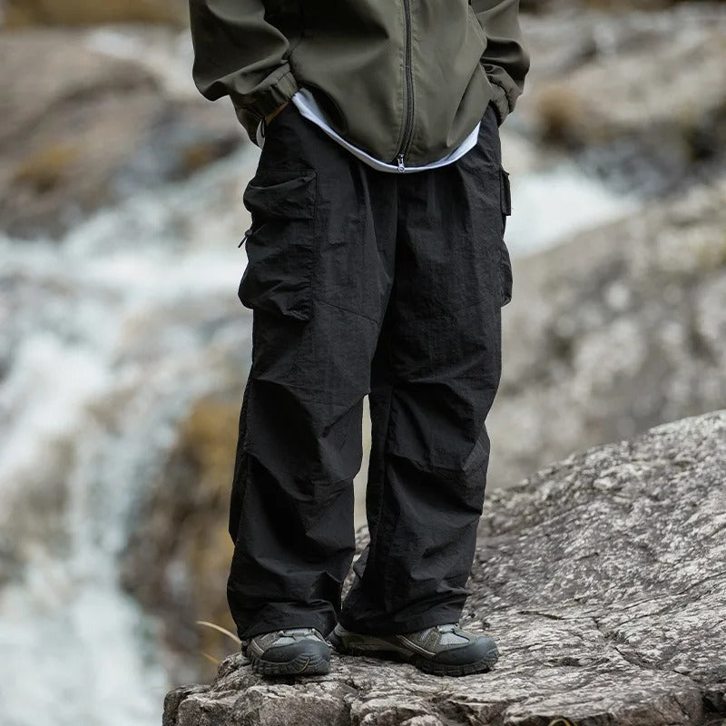 Enrique | Pantalón cargo ancho de hombre - Negro