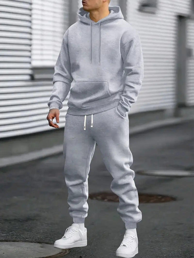 Eugenio | Chándal de hombre con capucha y jogger - Gris claro