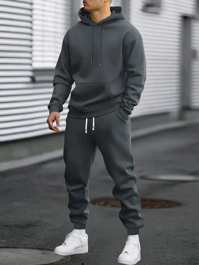 Eugenio | Chándal de hombre con capucha y jogger - Gris oscuro