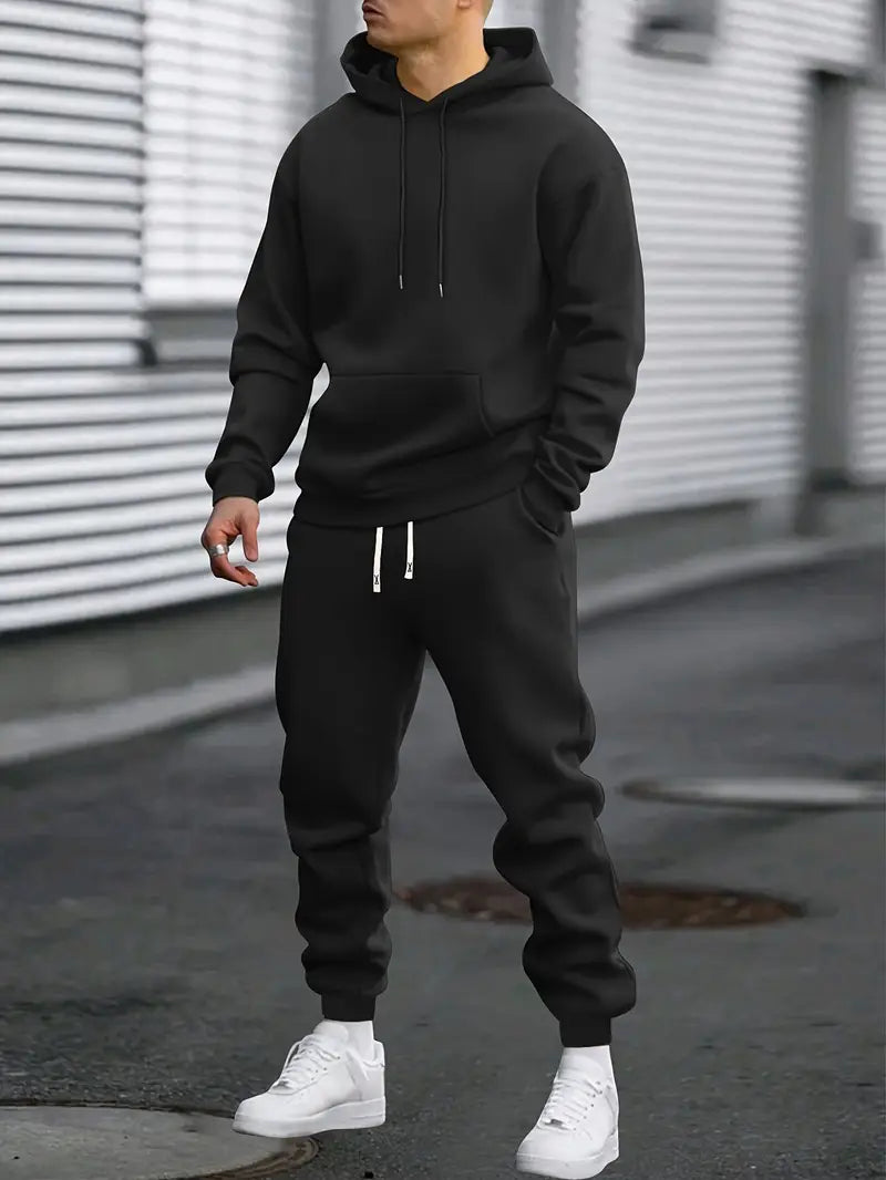 Eugenio | Chándal de hombre con capucha y jogger - Negro