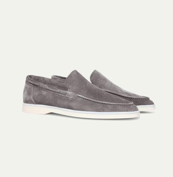 Fernando | Mocasines de ante para hombre sin cordones - Gris claro