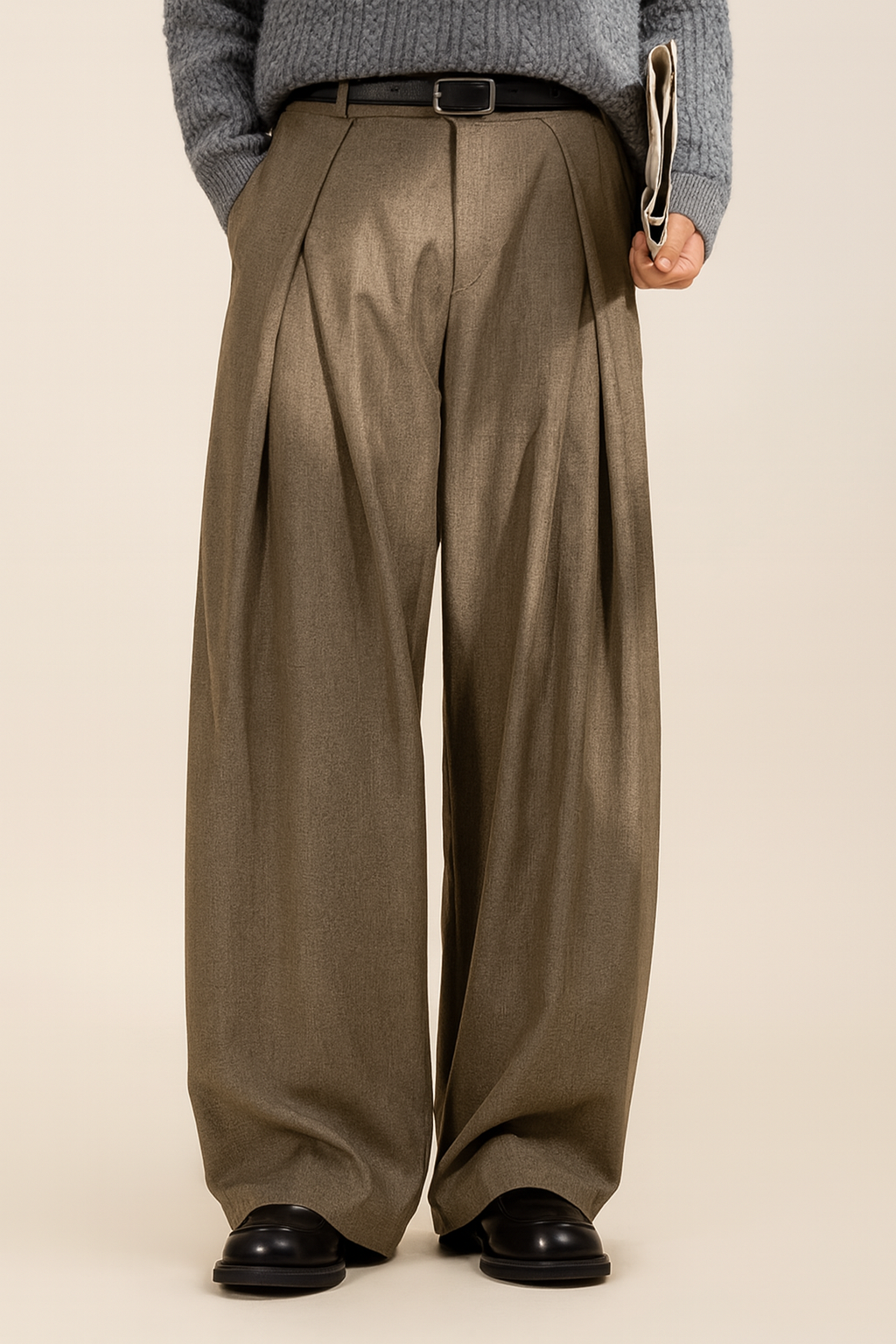Francisco | Pantalón de vestir de hombre de pierna ancha - Marrón claro