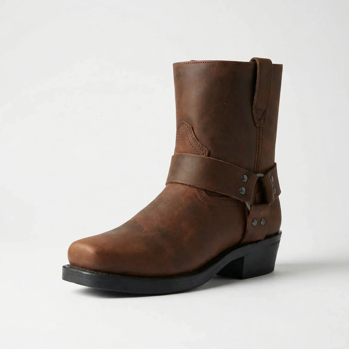 Germán | Botas de piel de hombre estilo western - Marrón oscuro