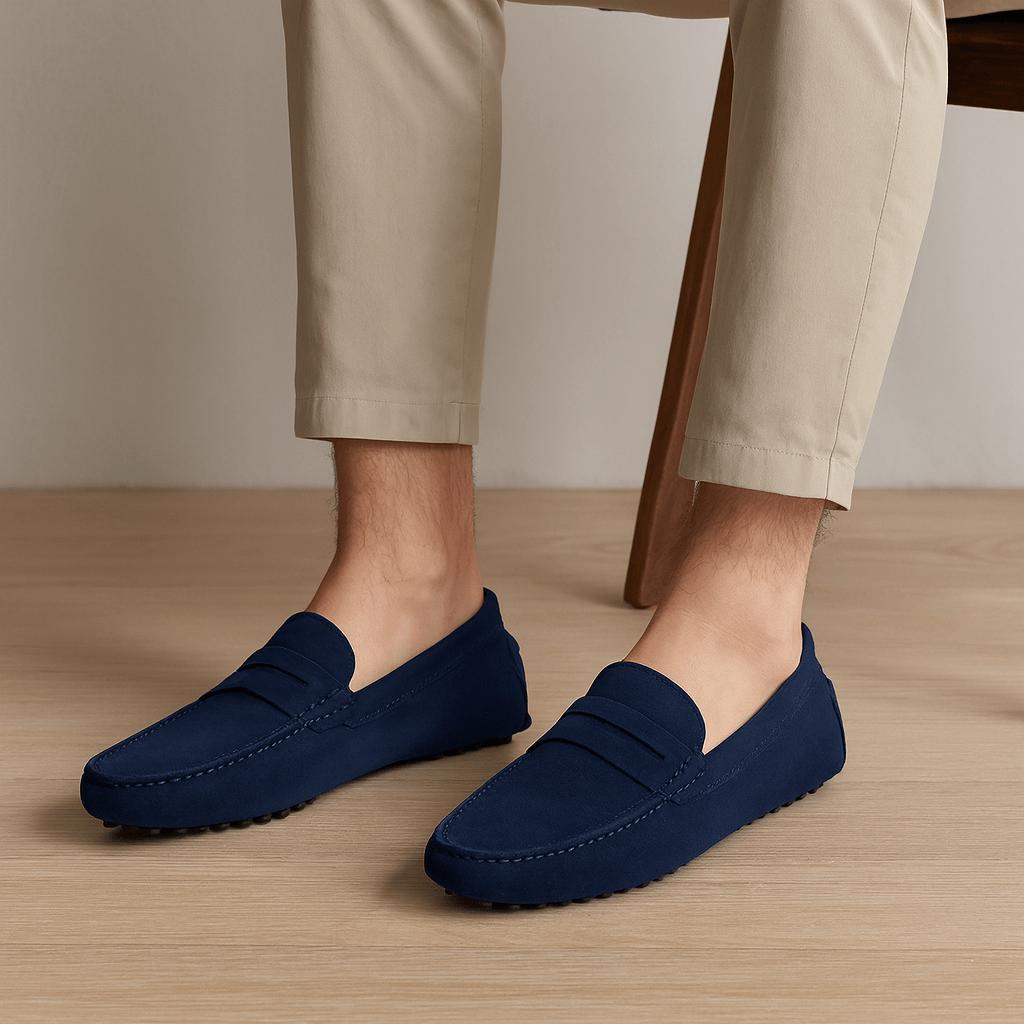 Isaac | Mocasines de ante para hombre - Azul oscuro