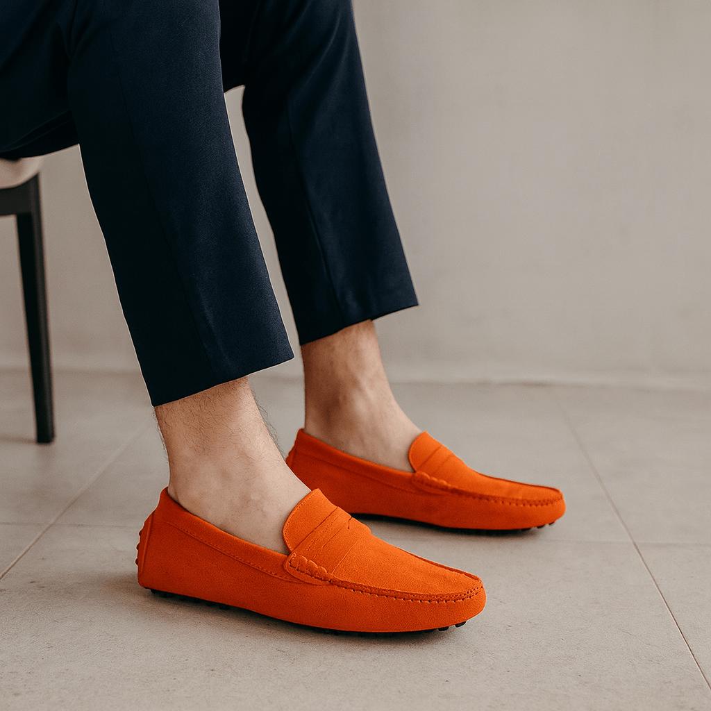 Isaac | Mocasines de ante para hombre - Naranja
