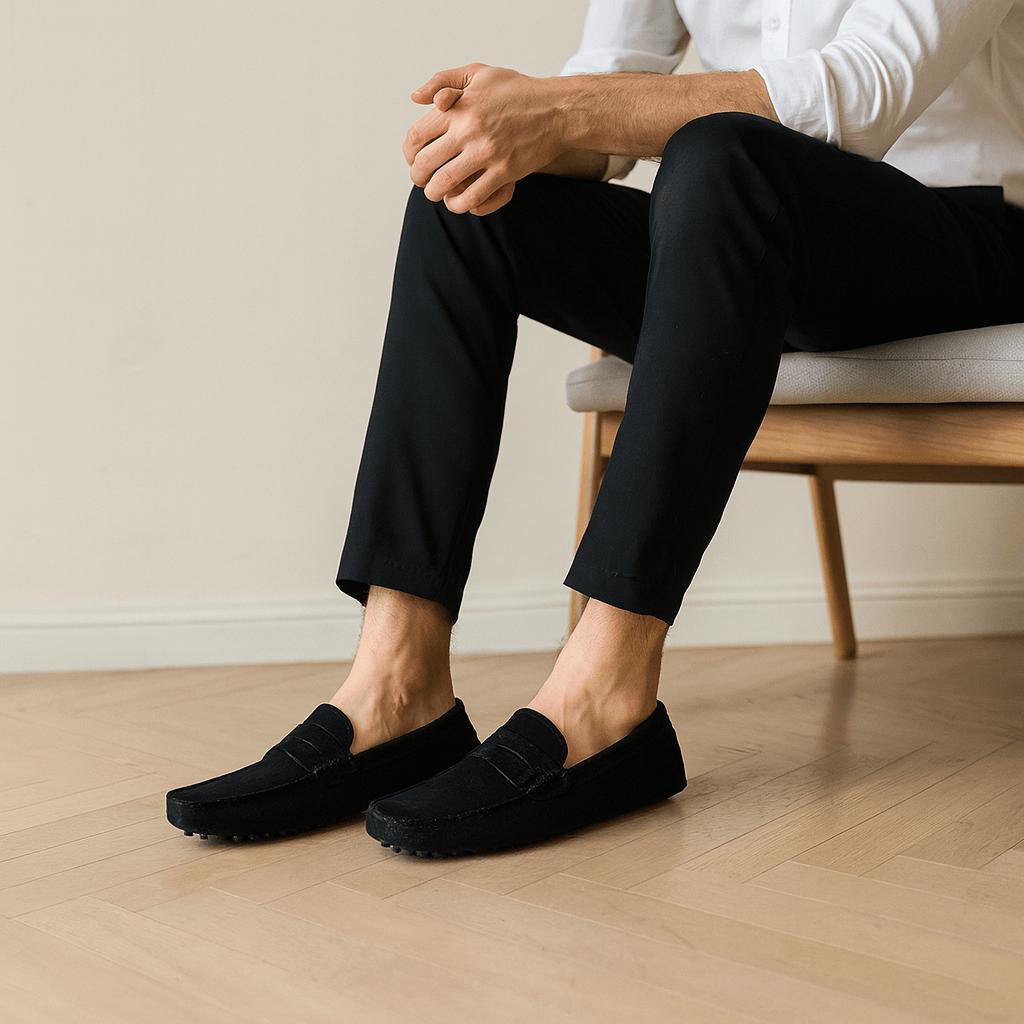 Isaac | Mocasines de ante para hombre - Negro