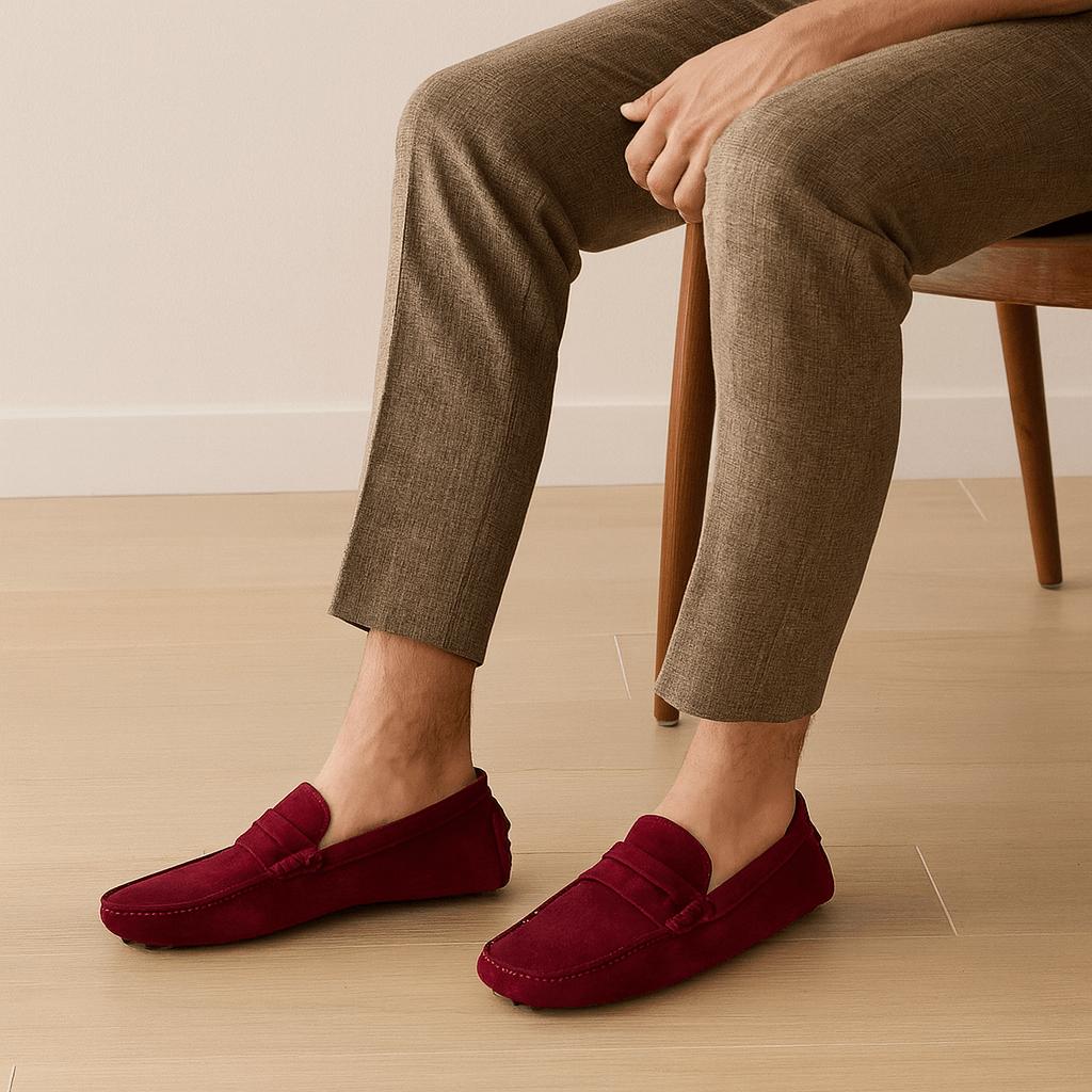 Isaac | Mocasines de ante para hombre - Rojo