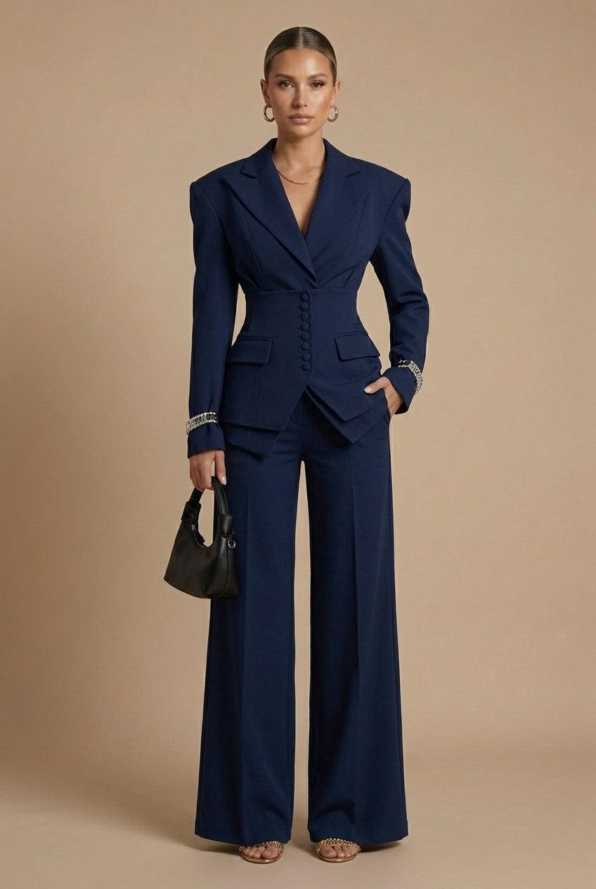 Isabel | Traje de chaqueta y pantalón de mujer - Azul marino