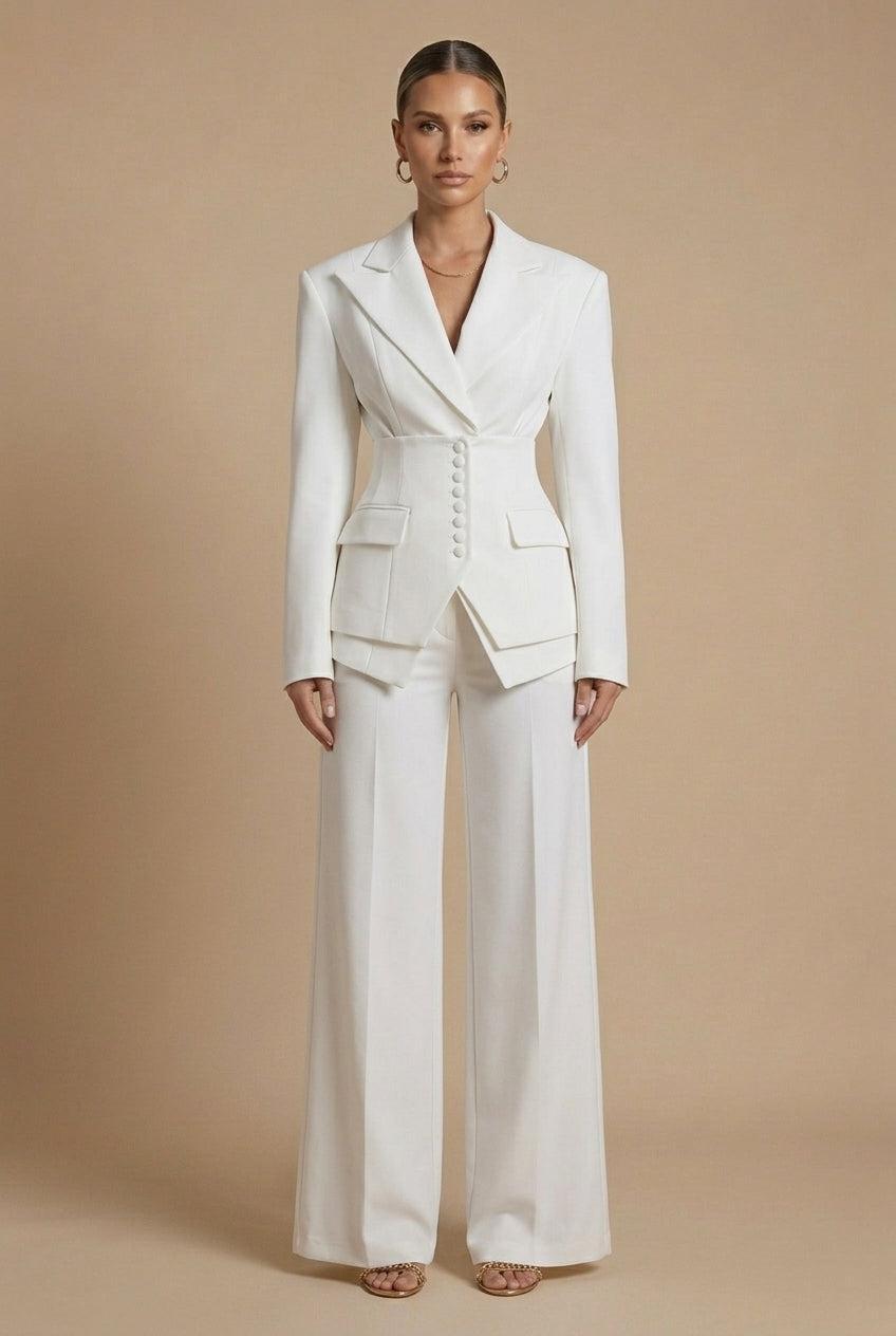 Isabel | Traje de chaqueta y pantalón de mujer - Blanco