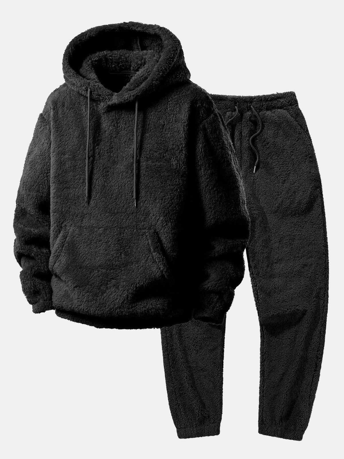 Iván | Conjunto deportivo de hombre de forro polar con capucha - Negro