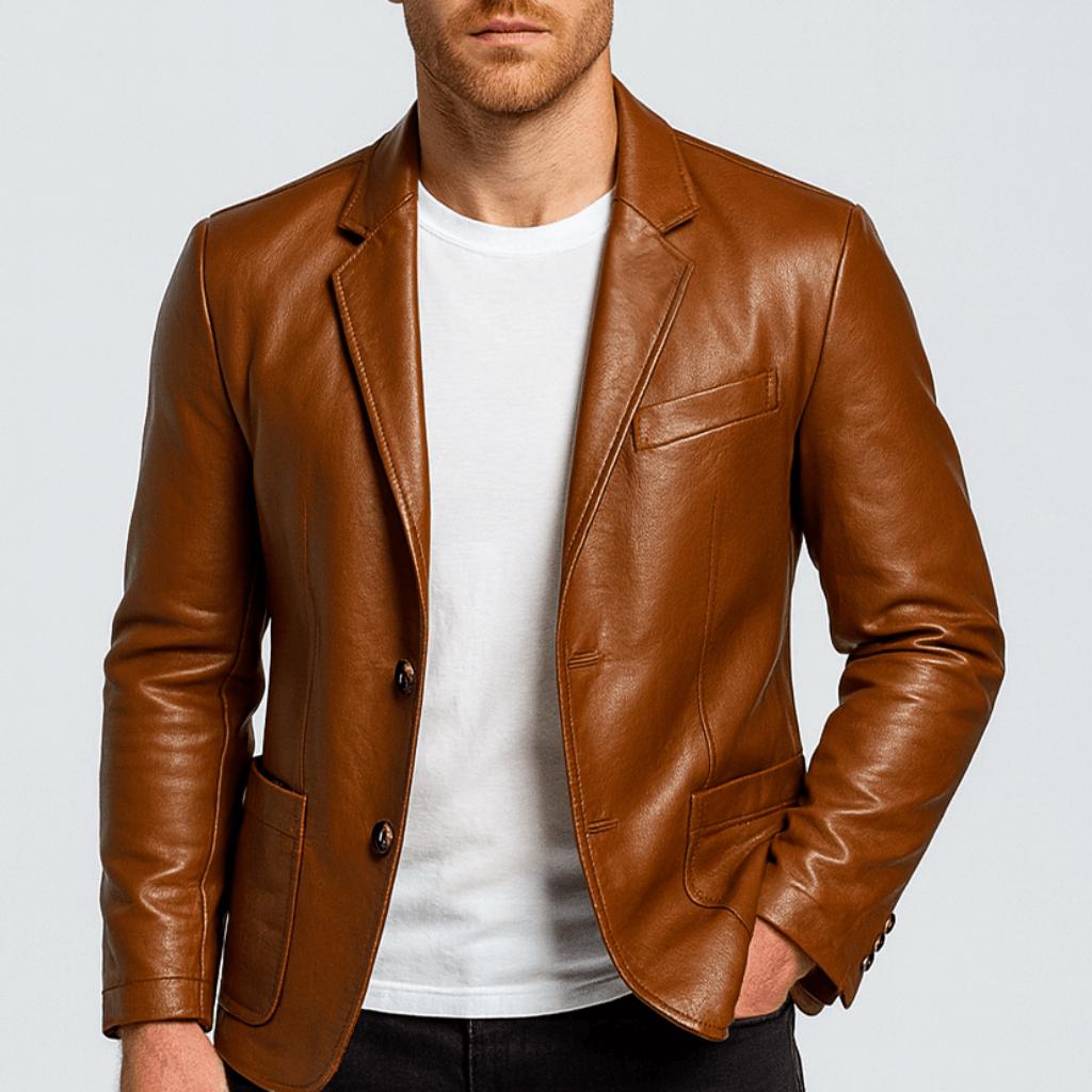 Izan | Chaqueta de cuero de hombre a medida - Marrón