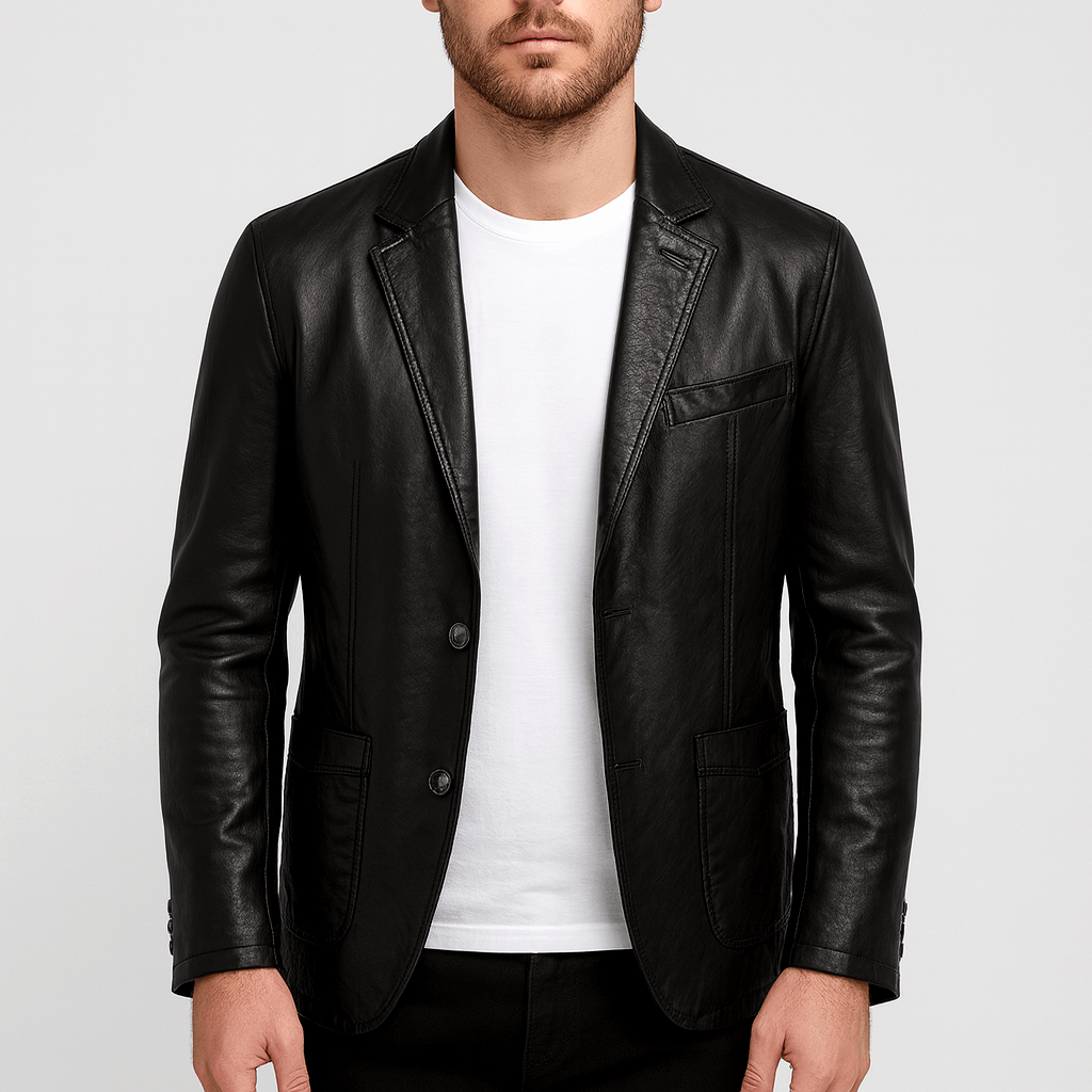 Izan | Chaqueta de cuero de hombre a medida - Negro