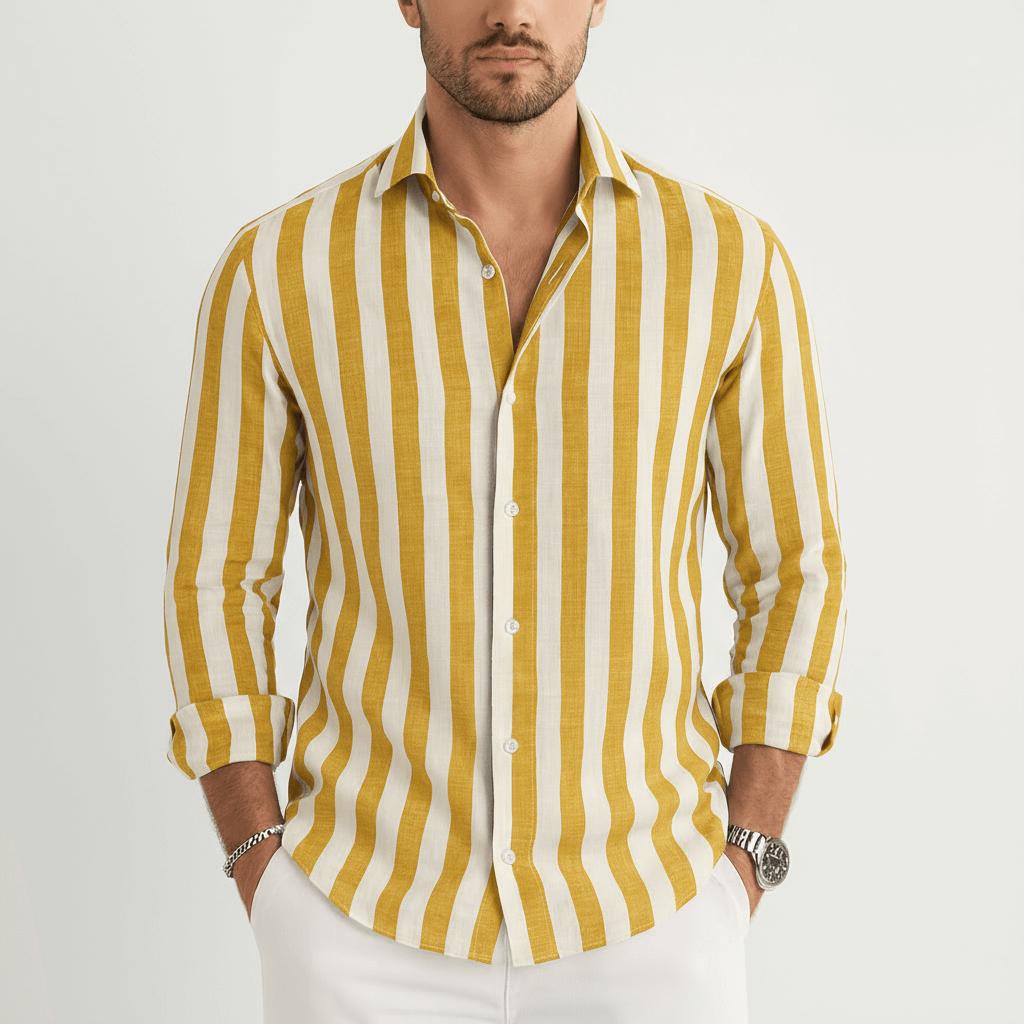 Javier | Camisa de hombre de rayas - Amarillo