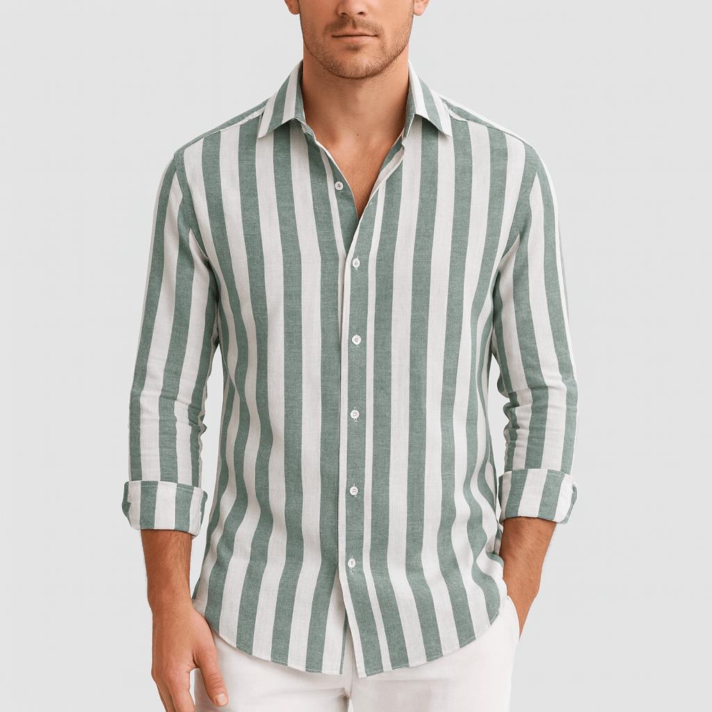 Javier | Camisa de hombre de rayas - Verde