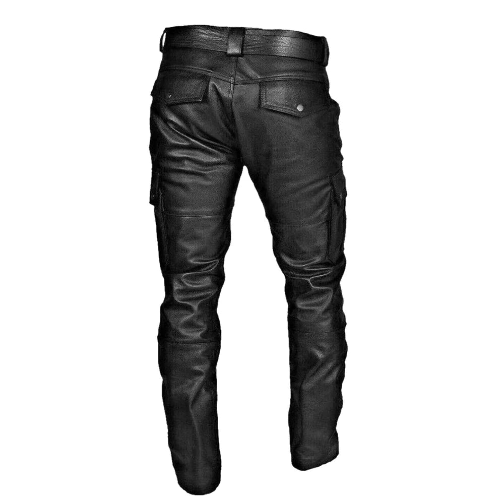Javier | Pantalón de cuero cargo de hombre, negro - view 3