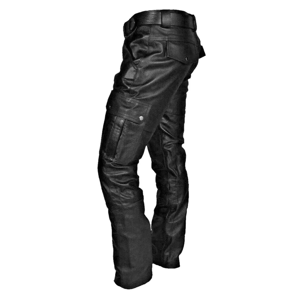 Javier | Pantalón de cuero cargo de hombre, negro - view 5