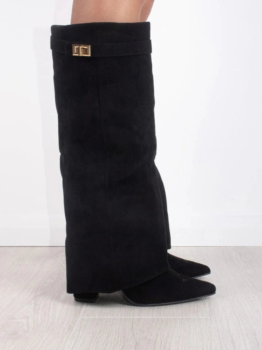 Jimena | Botas altas de mujer de ante con tacón - foto 7