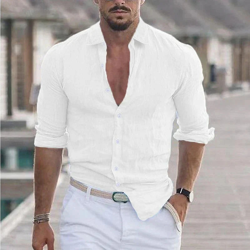Jorge | Camisa de lino de hombre - blanco