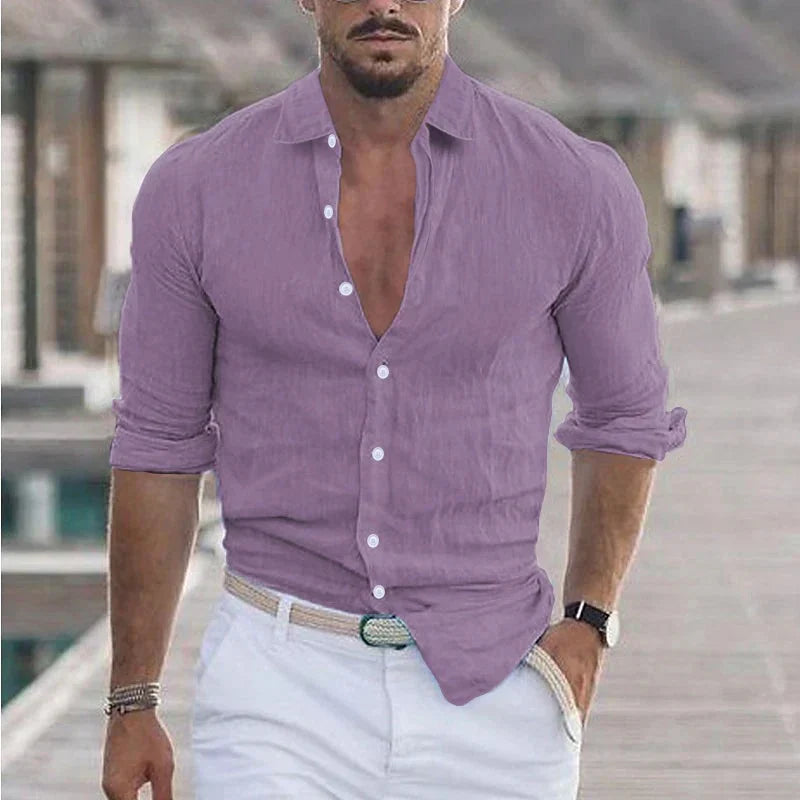 Jorge | Camisa de lino de hombre - morado